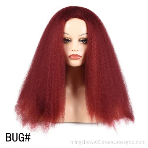 Synthetic long blond bob yaki wigs female long hair wig for black women